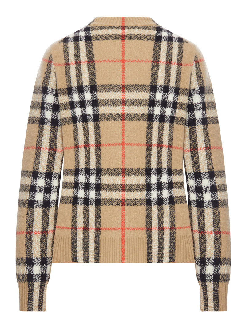 CHECKED WOOL AND CASHMERE SWEATER