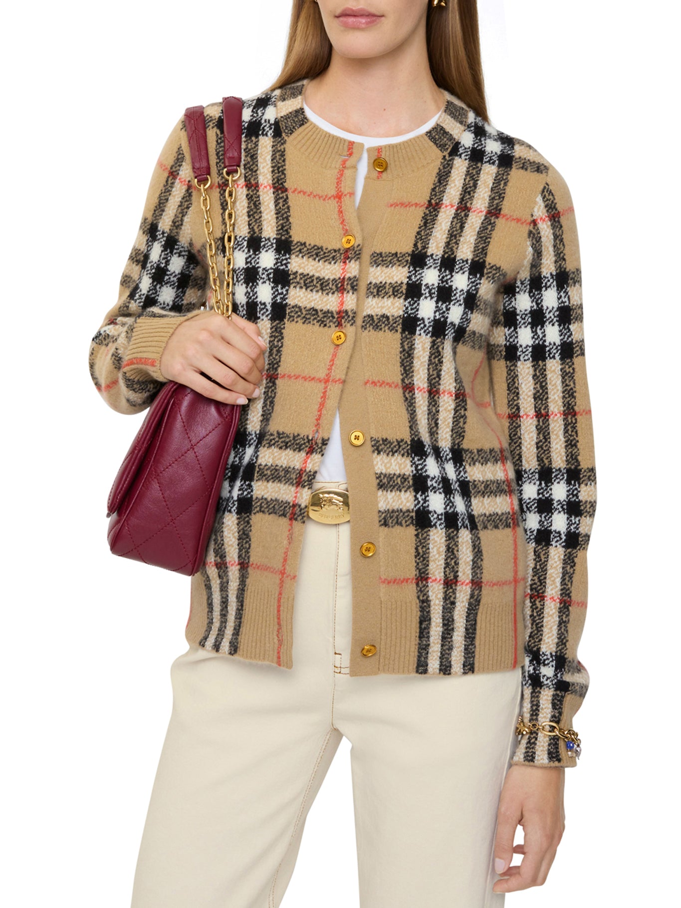 WOOL AND CASHMERE CHECK CARDIGAN