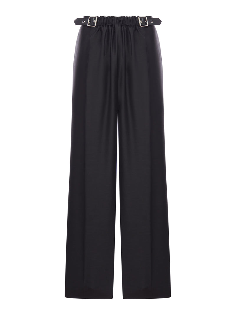WOOL AND SILK TROUSERS WITH BELT
