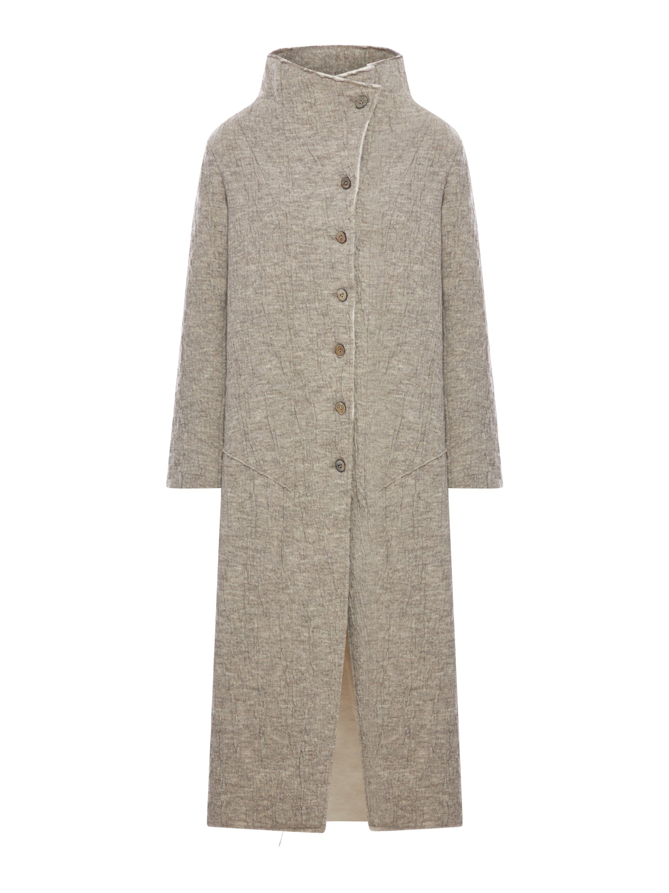 LONG SLIM FIT COAT IN BOILED WOOL KNIT