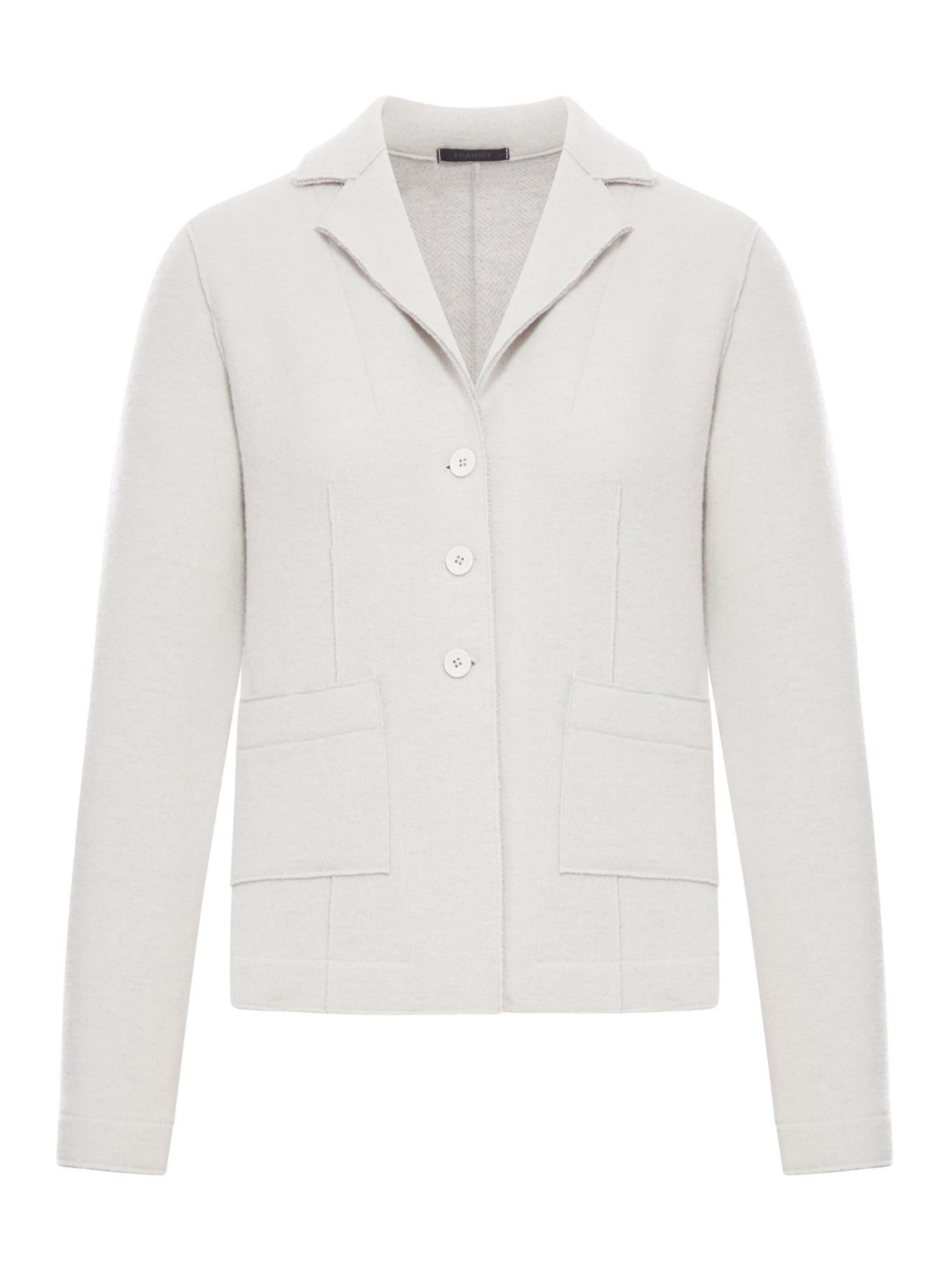 SHAPED WOOL JACKET WITH HERRINGBONE PATTERN INSIDE