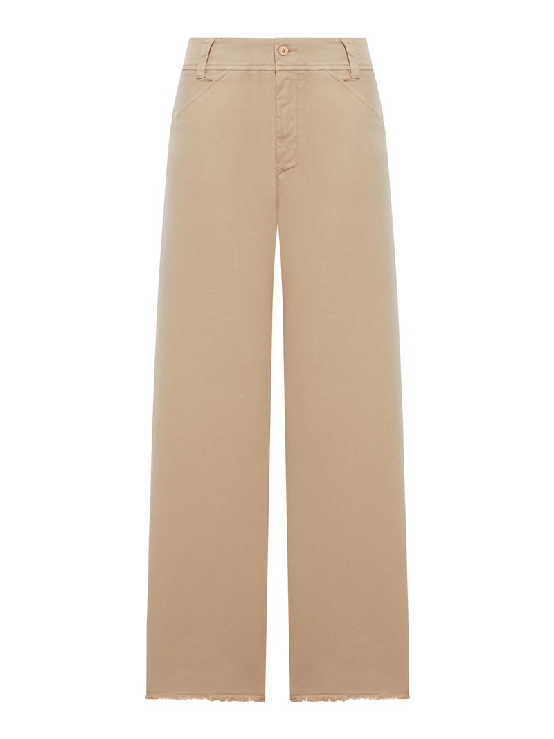 WIDE-LEG TROUSERS IN STRETCH COTTON BLEND