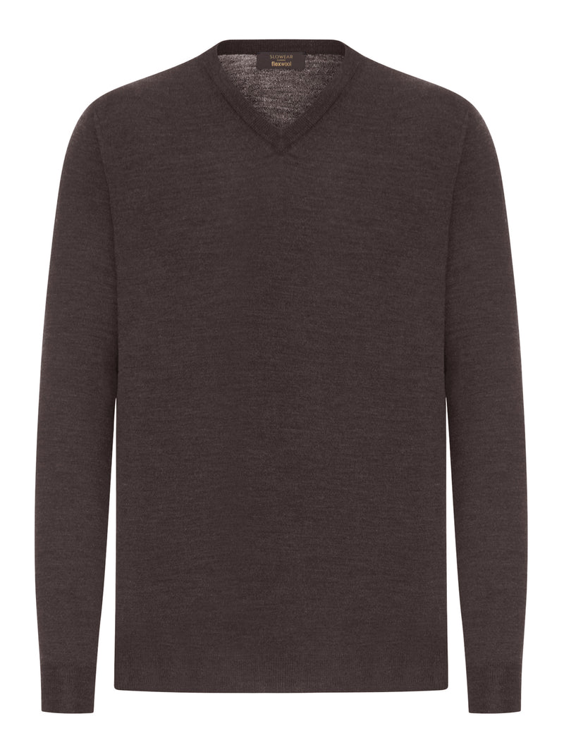 V-NECK SWEATER IN FINE COMBED WOOL