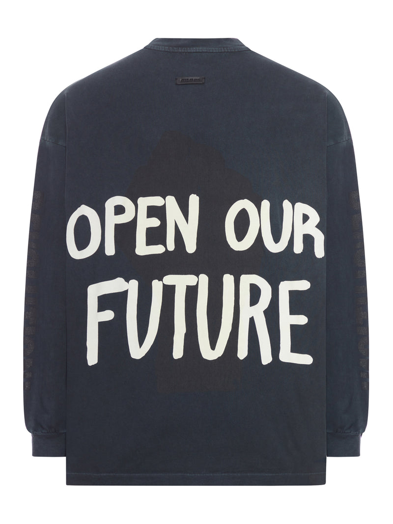 "OPEN OUR FUTURE" LONG-SLEEVED COTTON T-SHIRT