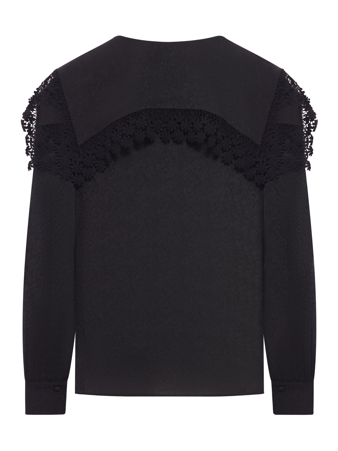 BLOUSE WITH MAXI COLLAR IN SILK JACQUARD AND LACE