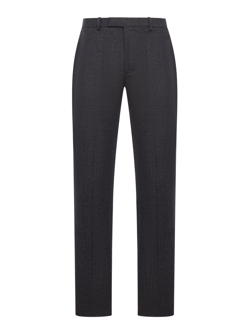 TROUSERS IN MOULINÉ WOOL FABRIC