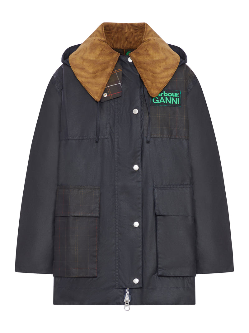 WAXED JACKET WITH VELVET COLLAR