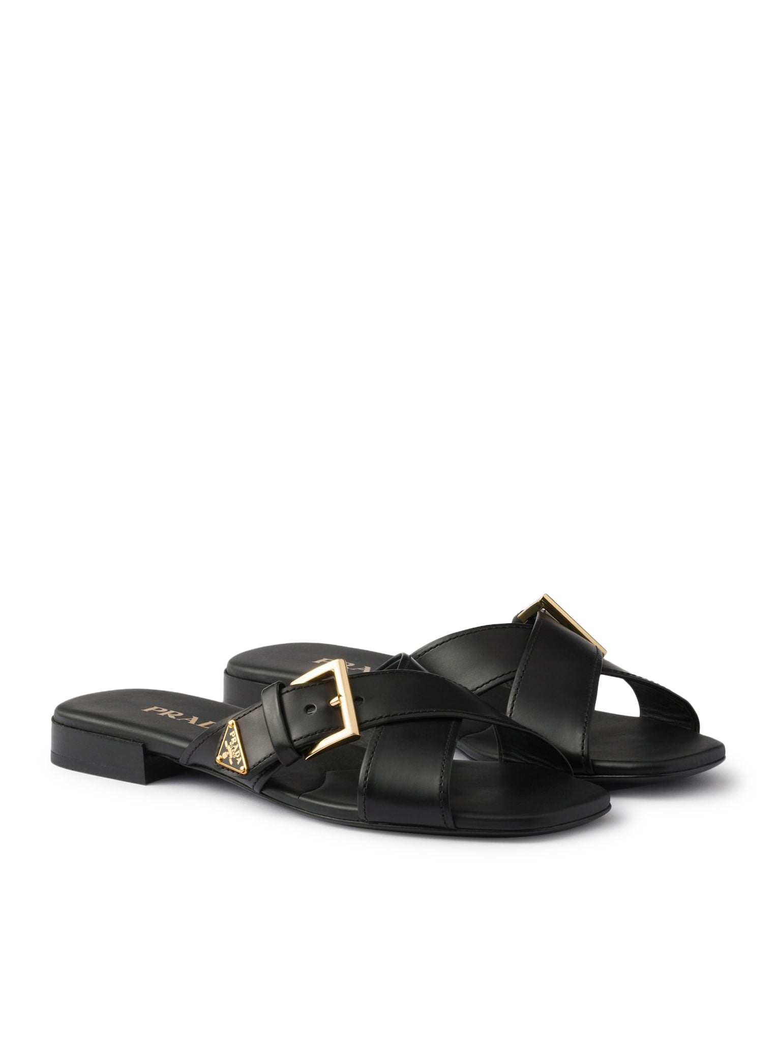 LEATHER SLIDER SANDALS WITH BUCKLE