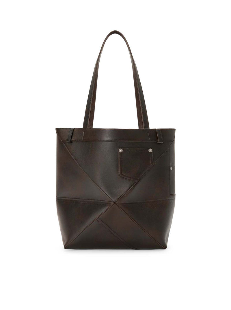 MEDIUM PUZZLE FOLD PANTS TOTE BAG IN LEATHER