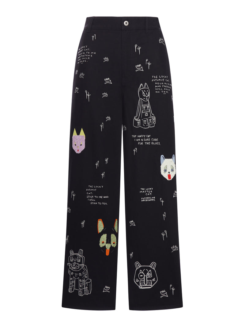 COTTON TROUSERS WITH EMBROIDERY