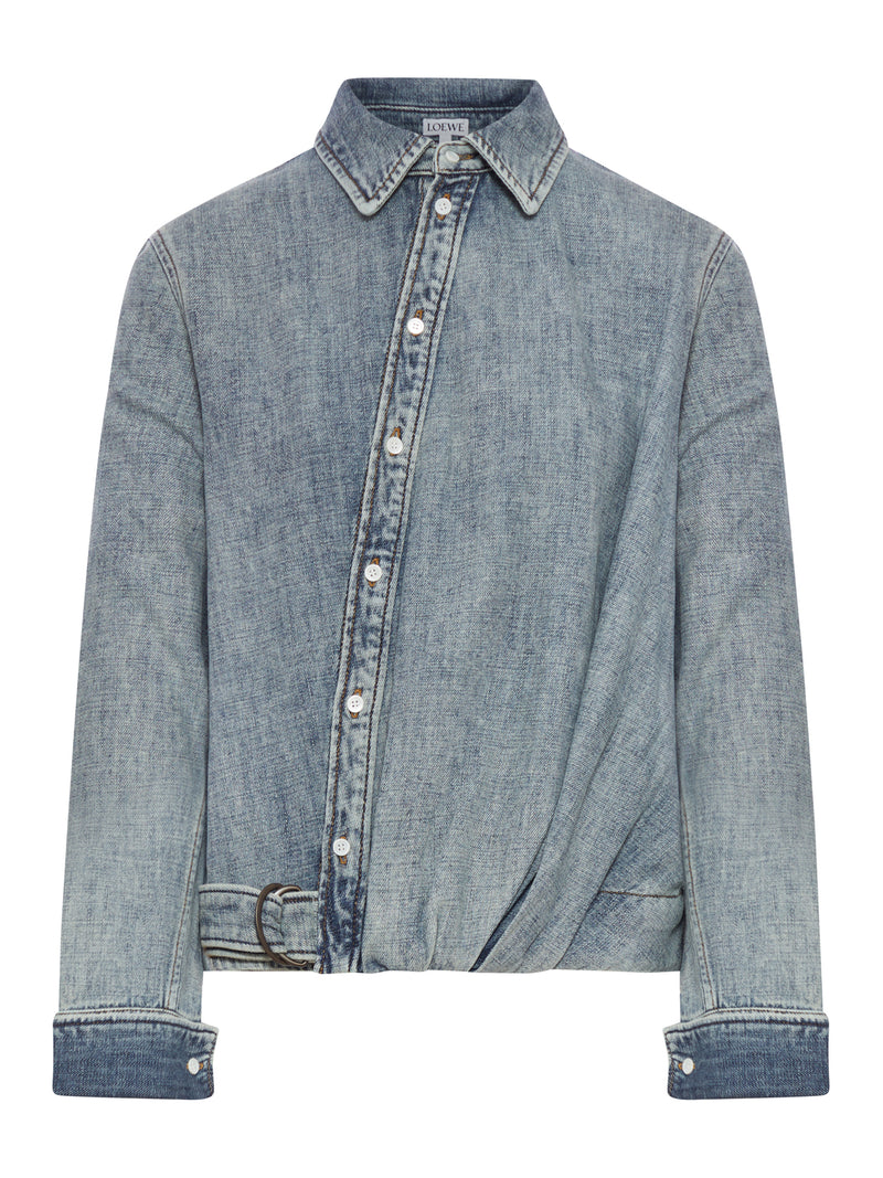DRAPED DENIM SHIRT