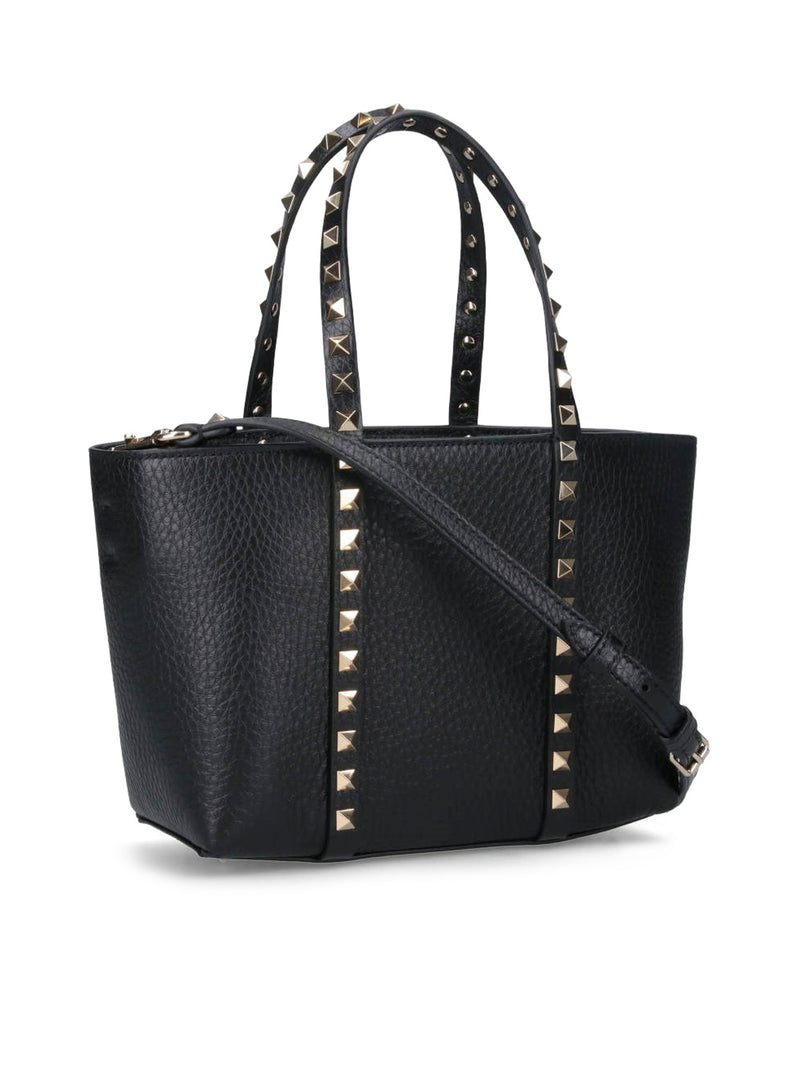 ROCKSTUD MINI TOTE IN HAMMERED LEATHER