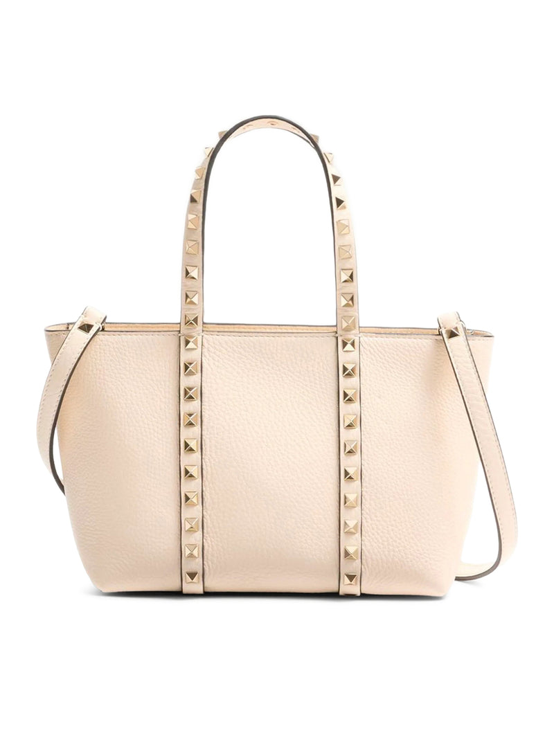 ROCKSTUD MINI TOTE IN HAMMERED LEATHER