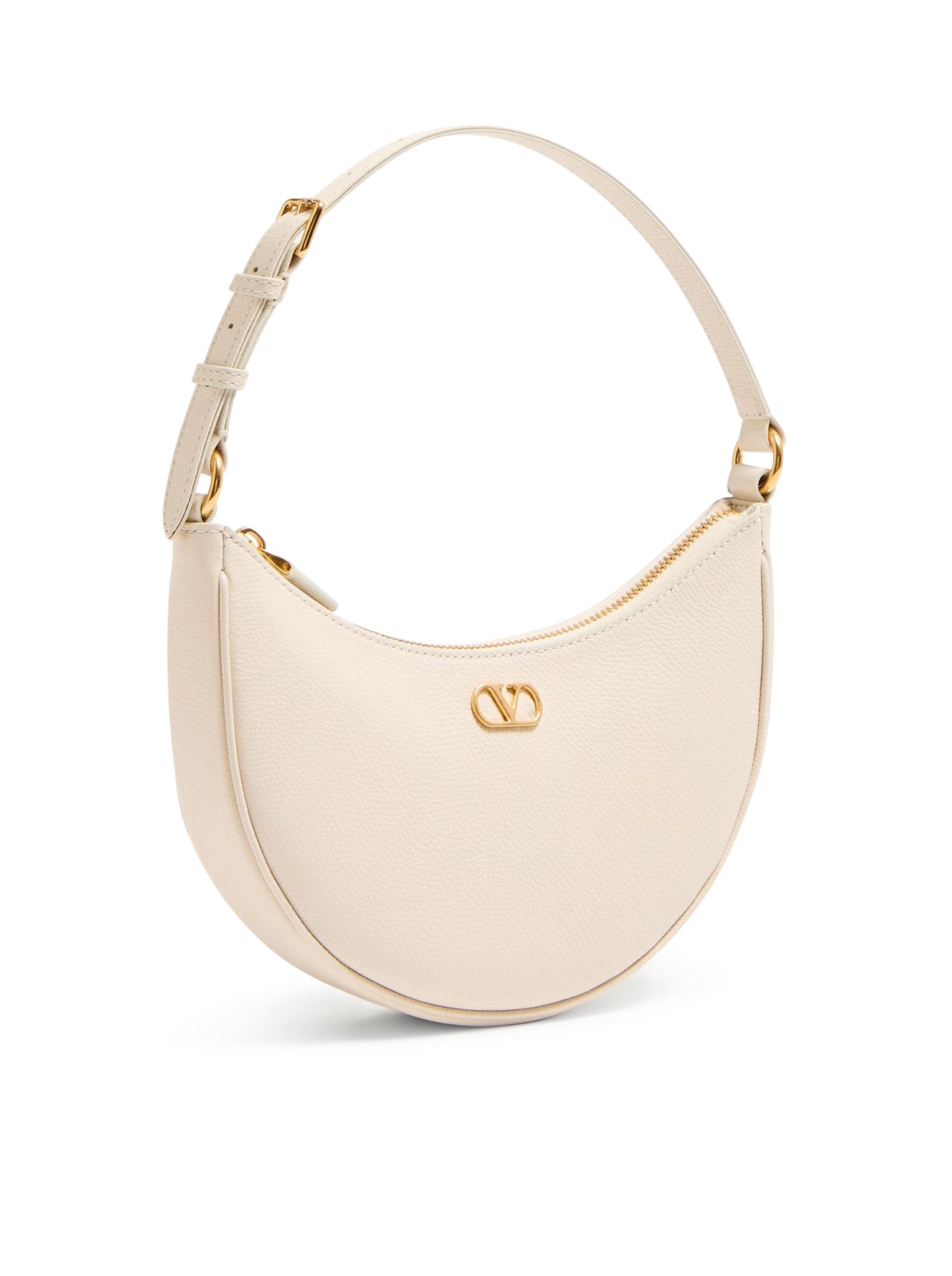 VLOGO SIGNATURE MINI HOBO BAG IN WHITE GARNET CALFSKIN