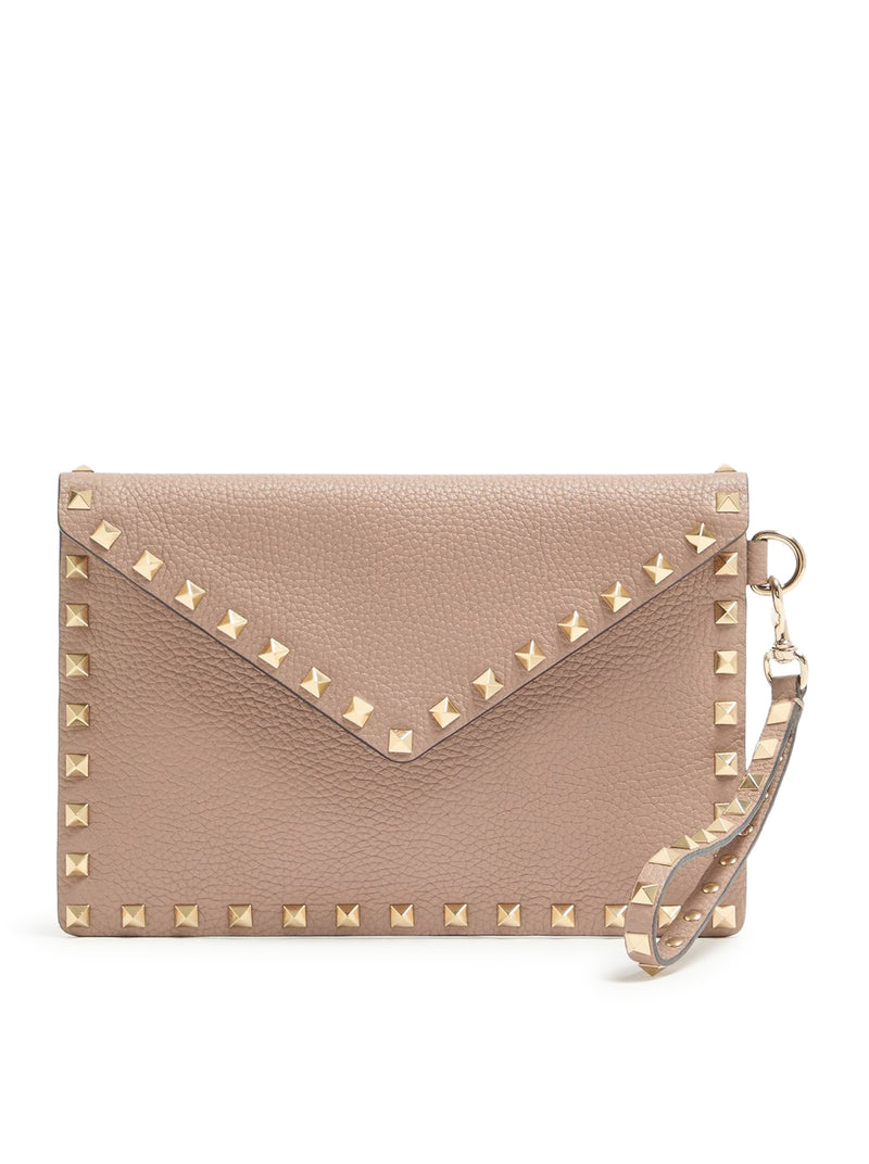 ROCKSTUD POUCH IN GARNET CALFSKIN