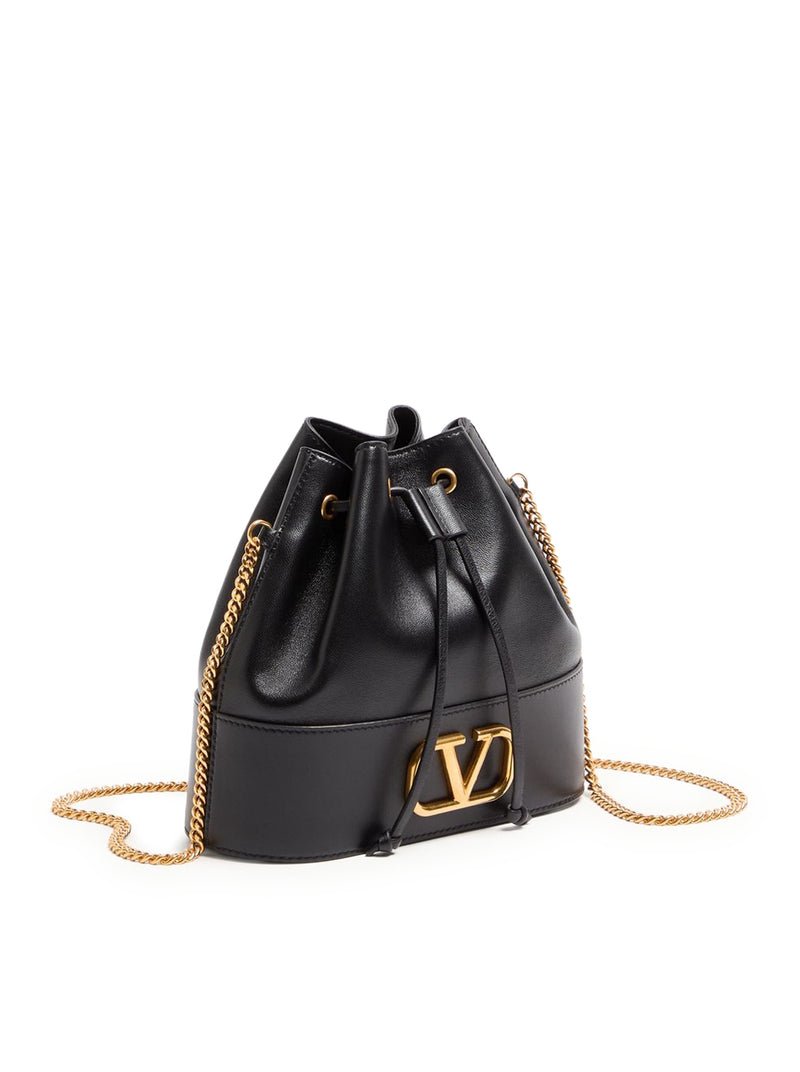 MINI BUCKET BAG WITH VLOGO SIGNATURE CHAIN IN NAPPA