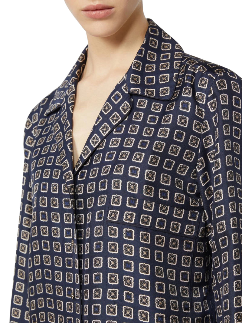 SEMI-FITTED PRINTED SILK SHIRT