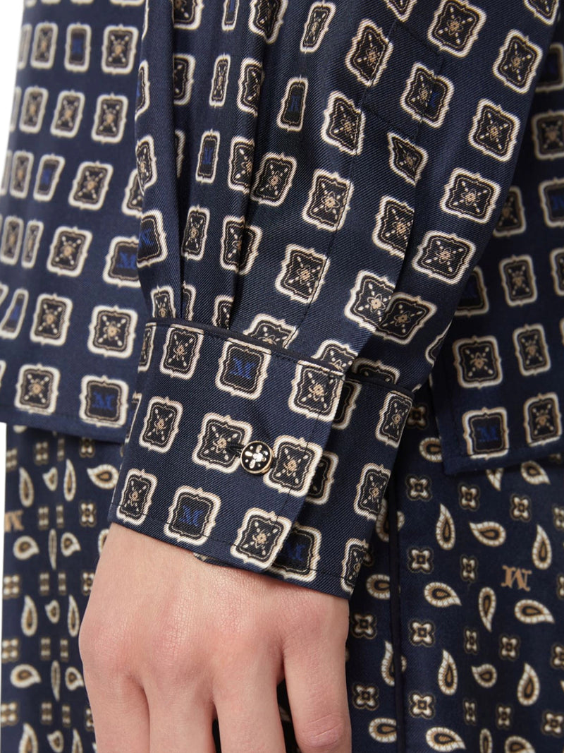 SEMI-FITTED PRINTED SILK SHIRT