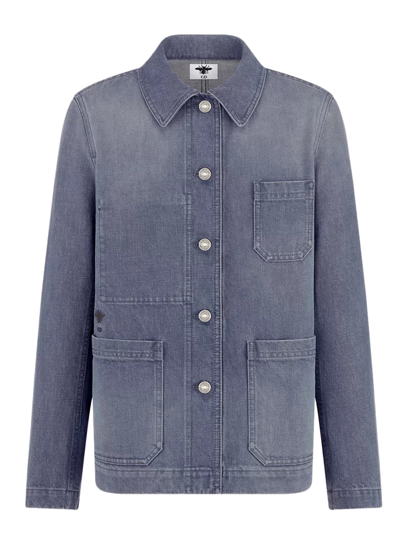 PURPLE STONEWASHED COTTON DENIM JACKET