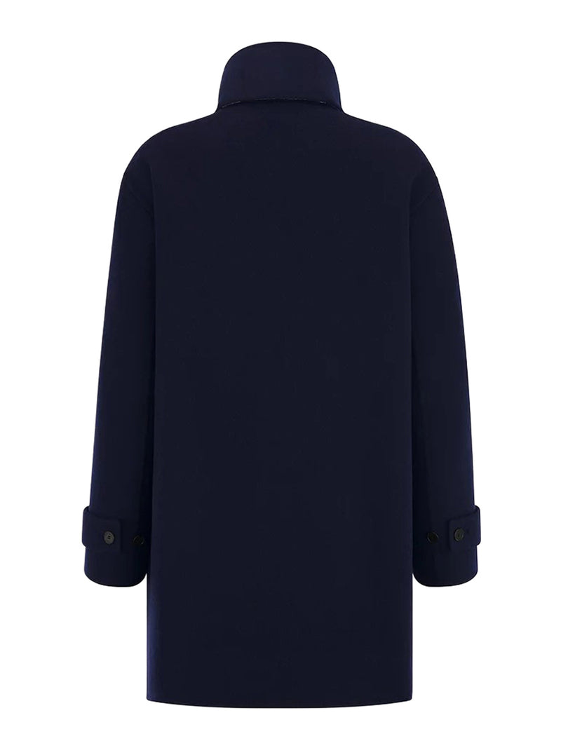 DOUBLE-FACED VIRGIN WOOL AND SILK SCARF COLLAR COAT