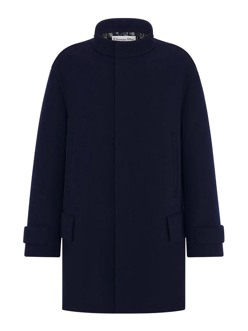 DOUBLE-FACED VIRGIN WOOL AND SILK SCARF COLLAR COAT