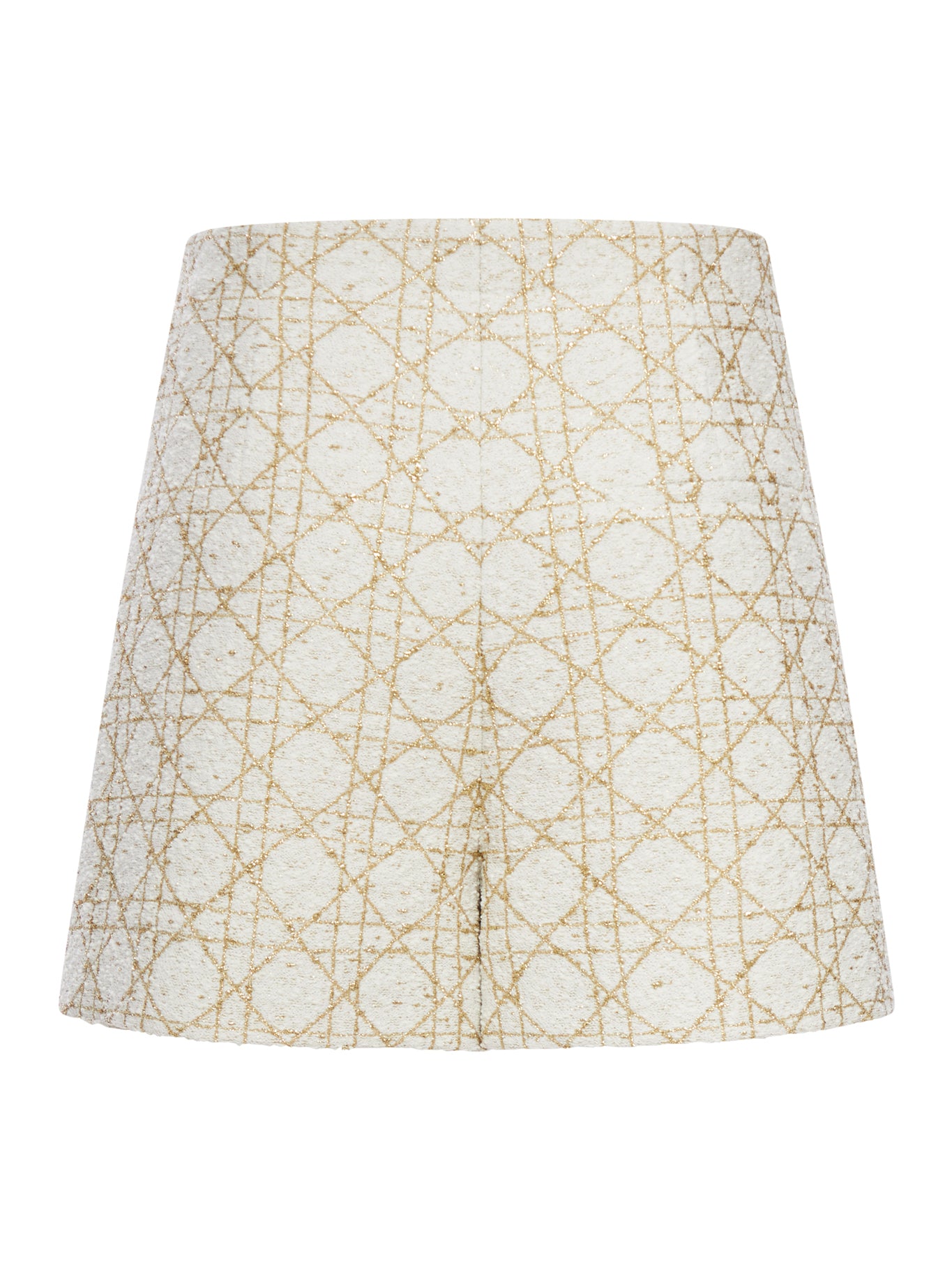 MACROCANNAGE TROUSERSKIRT IN WHITE AND GOLD WOOL BLEND TWEED