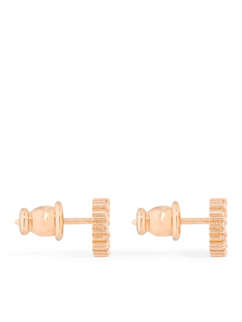 CLAIR D LUNE PINK FINISH METAL STUD EARRINGS WITH PINK CRYSTALS