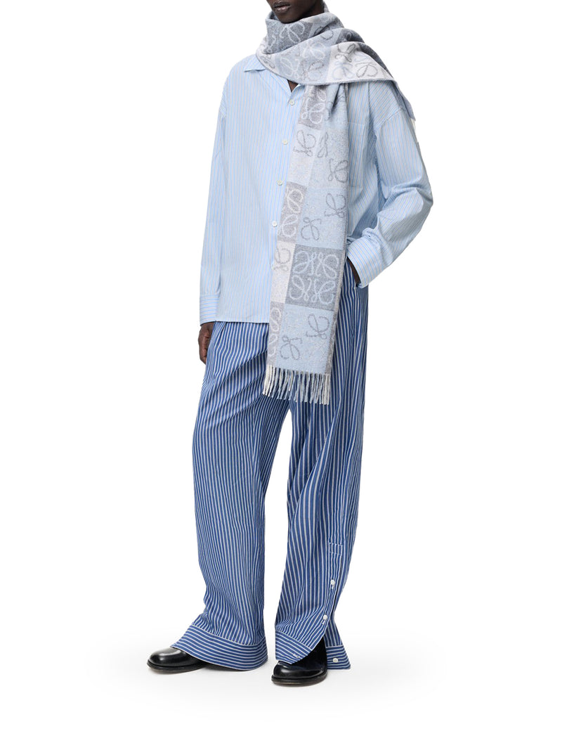 OVERSIZED STRIPED COTTON SHIRT WITH BOWLING COLLAR