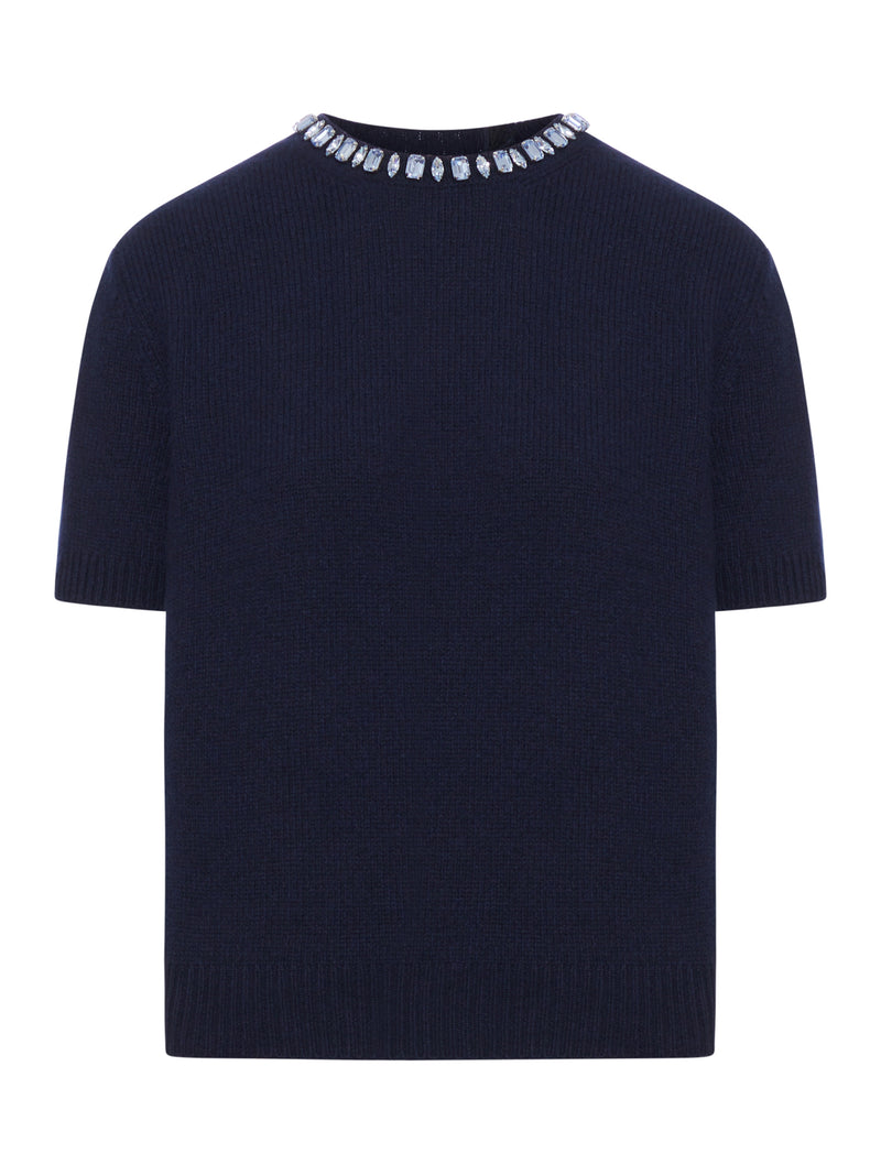 CREW NECK SWEATER IN WOOL AND CASHMERE
