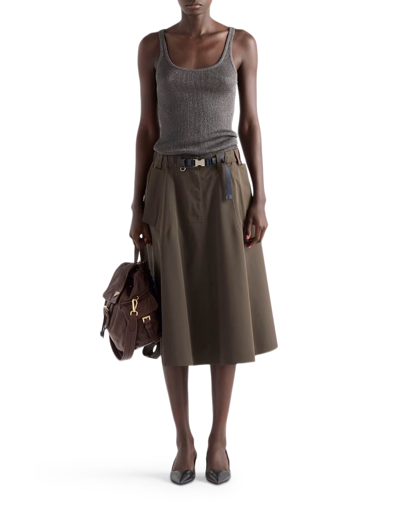 WIDE SKIRT IN TECHNICAL CANVAS