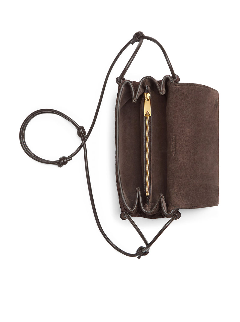 SUEDE POUCH WITH BRAIDED WORKMANSHIP