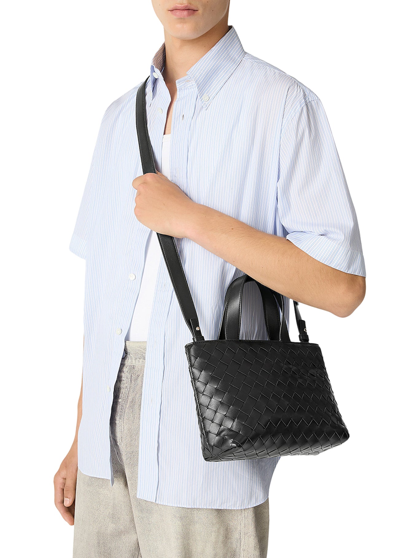 MINI WOVEN TOTE BAG WITH ZIP