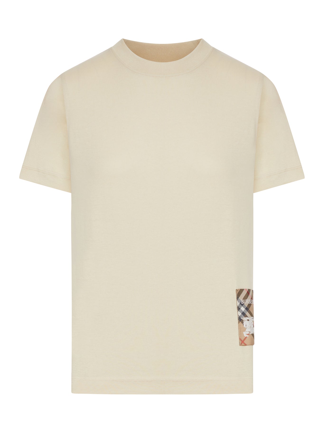 COTTON T-SHIRT WITH CHECK APPLIQUE