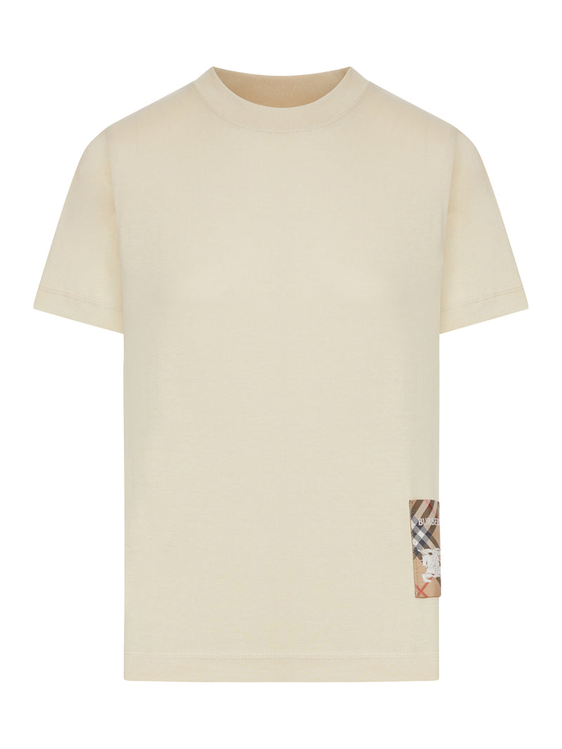 COTTON T-SHIRT WITH CHECK APPLIQUE