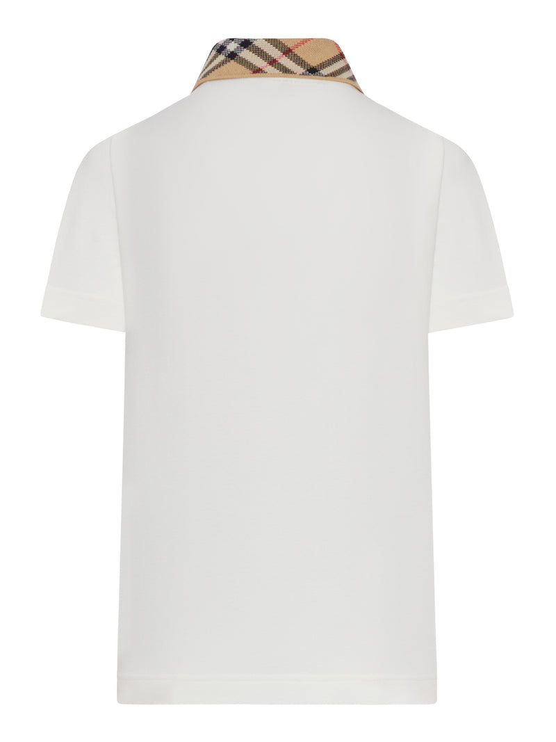 COTTON POLO SHIRT WITH CHECK COLLAR