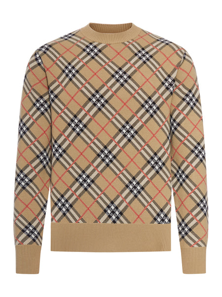 CHECKED COTTON AND WOOL PULLOVER