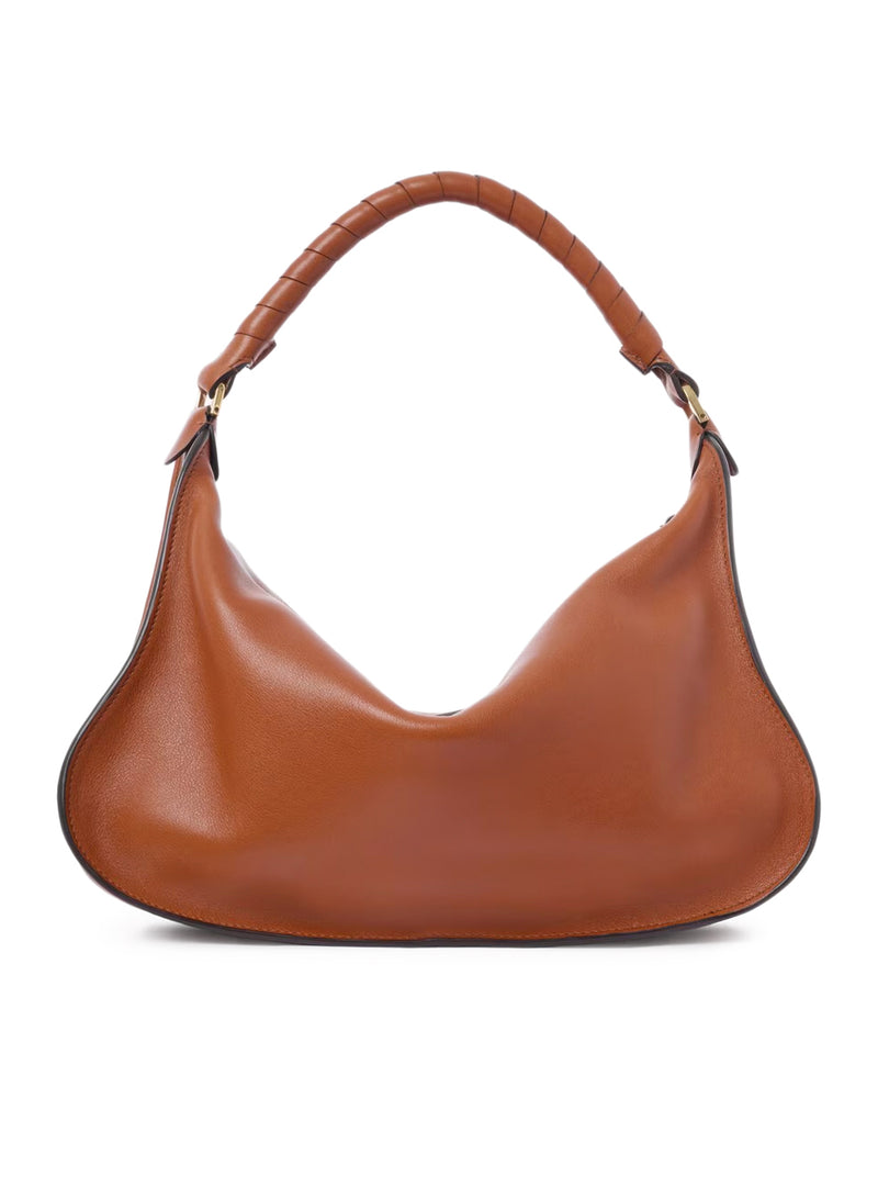SMALL MARCIE SHOULDER BAG IN CLAY BROWN SOFT LEATHER