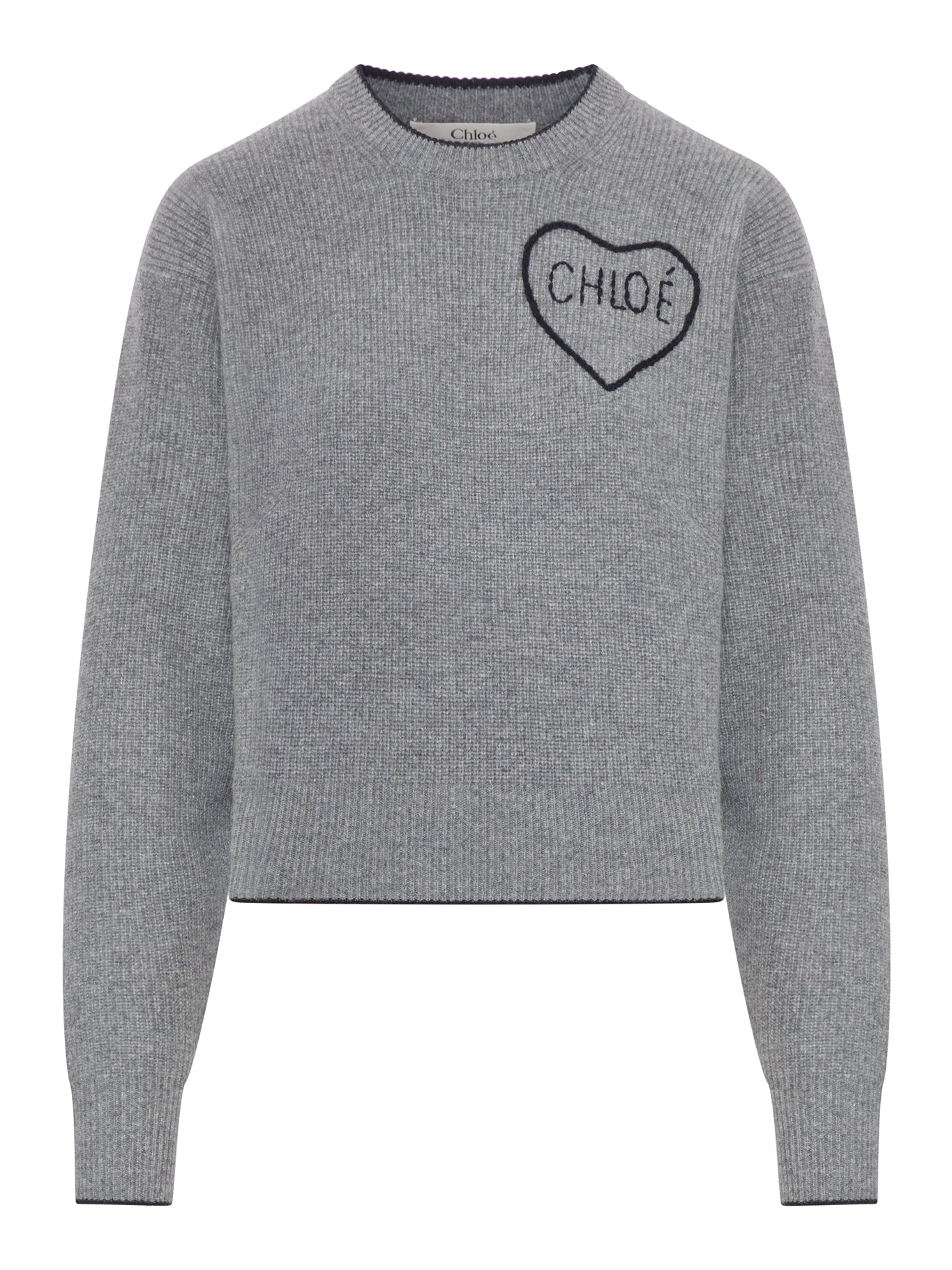 CROPPED WOOL KNIT SWEATER WITH LOGO
