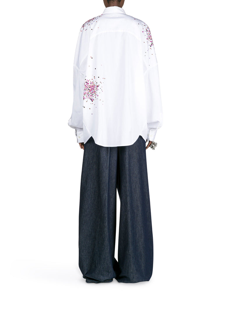 OVERSIZED COTTON SHIRT WITH APPLIQUES