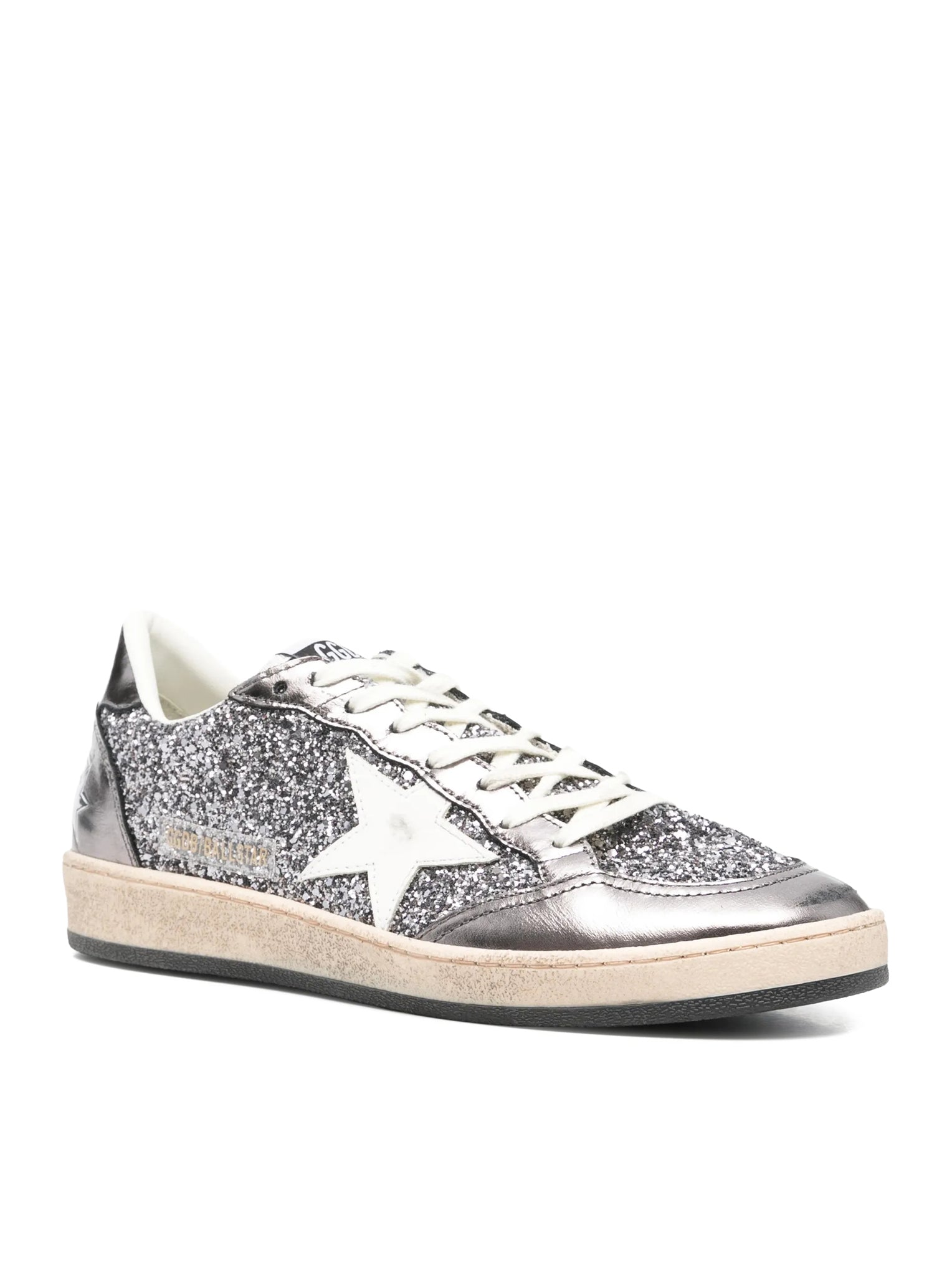 BALLSTAR SNEAKERS IN LAMINATED LEATHER AND GLITTER