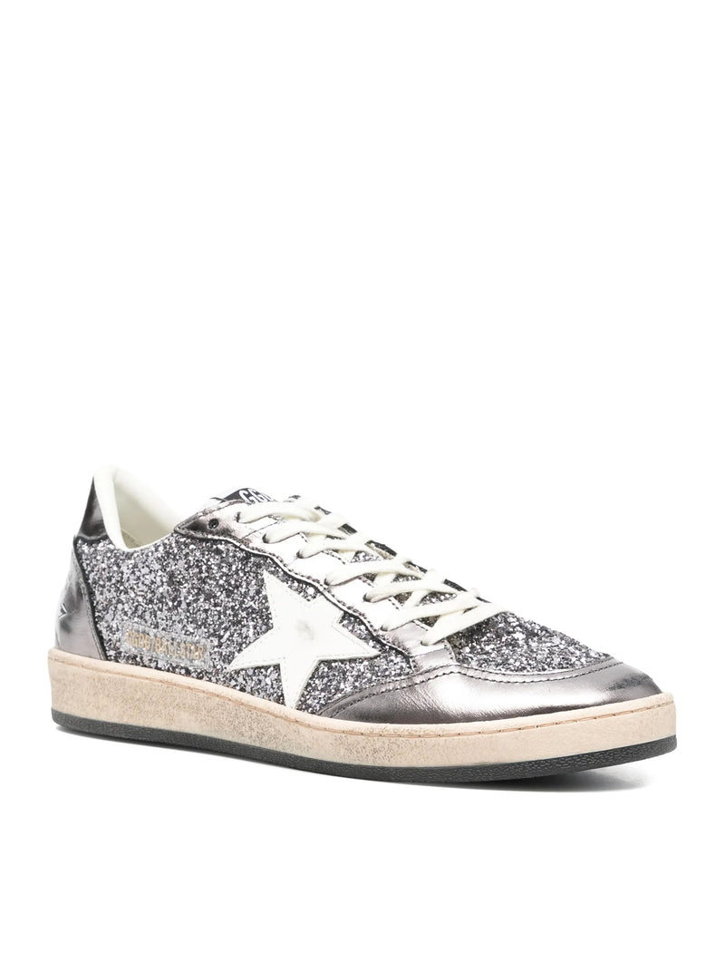 BALLSTAR SNEAKERS IN LAMINATED LEATHER AND GLITTER