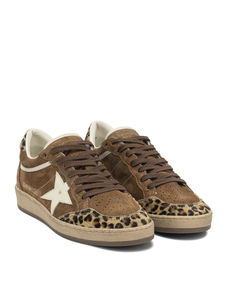 BALL-STAR SNEAKERS IN SUEDE WITH LEOPARD PONYSKIN INSERTS