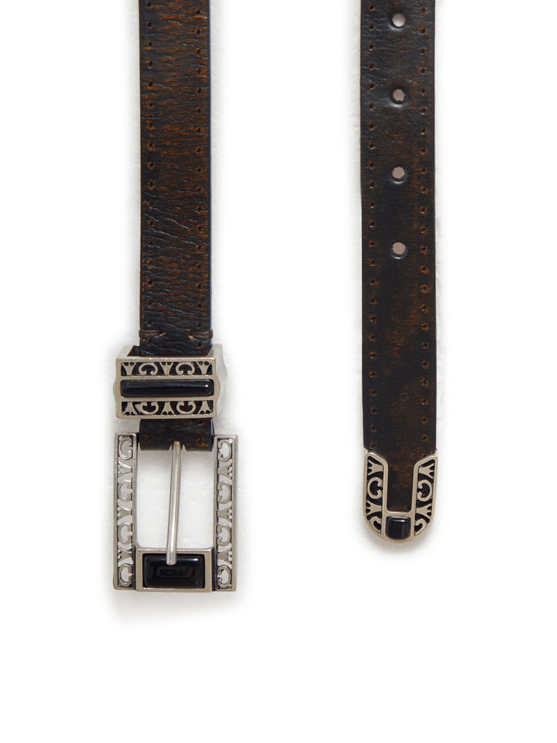 LEATHER BELT WITH DECORATED BUCKLE