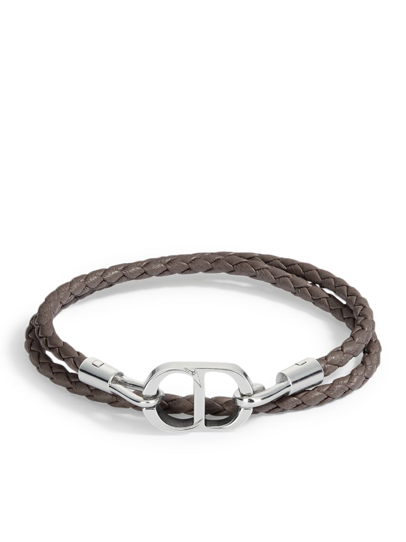 DOUBLE CD ICON BRACELET IN BRAIDED LAMBSKIN