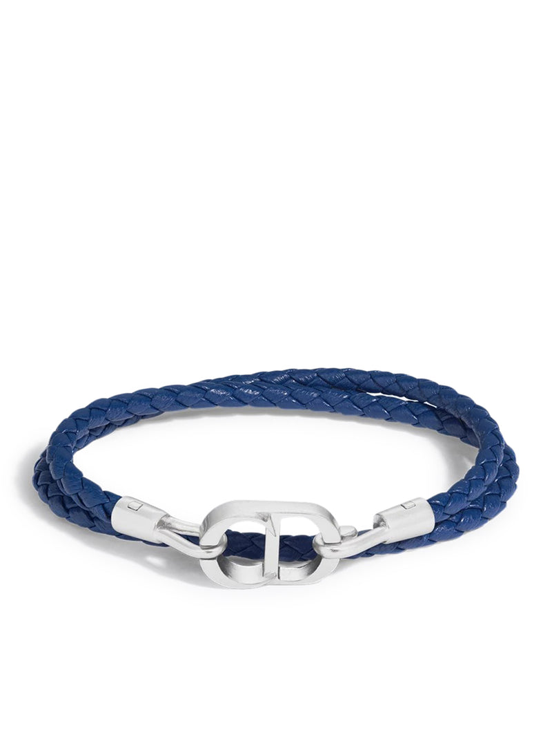DOUBLE CD ICON BRACELET IN BRAIDED LAMBSKIN