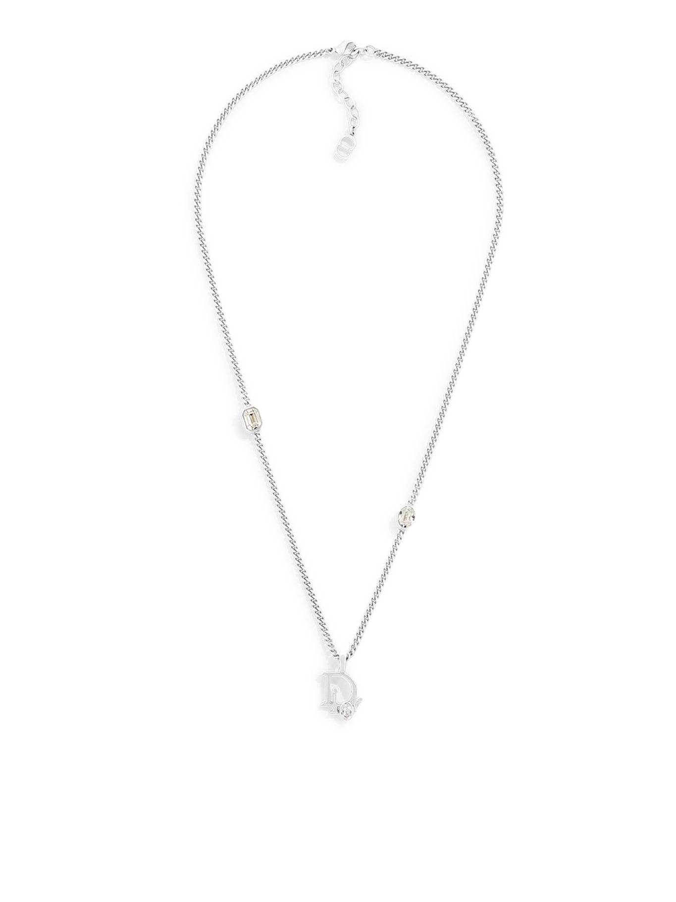 DIOR SPARKLE PENDANT NECKLACE BRASS WITH SILVER-TONE FINISH