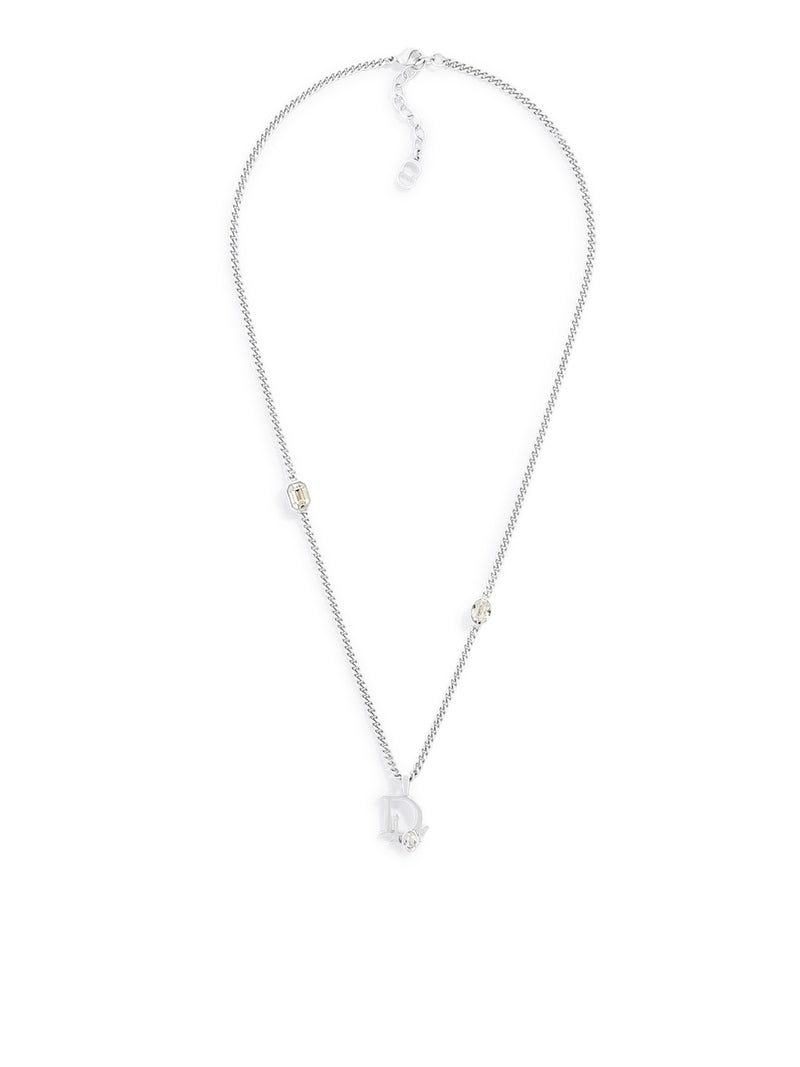 DIOR SPARKLE PENDANT NECKLACE BRASS WITH SILVER-TONE FINISH