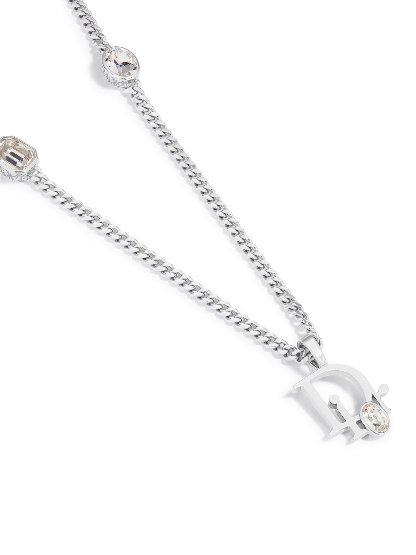 DIOR SPARKLE PENDANT NECKLACE BRASS WITH SILVER-TONE FINISH