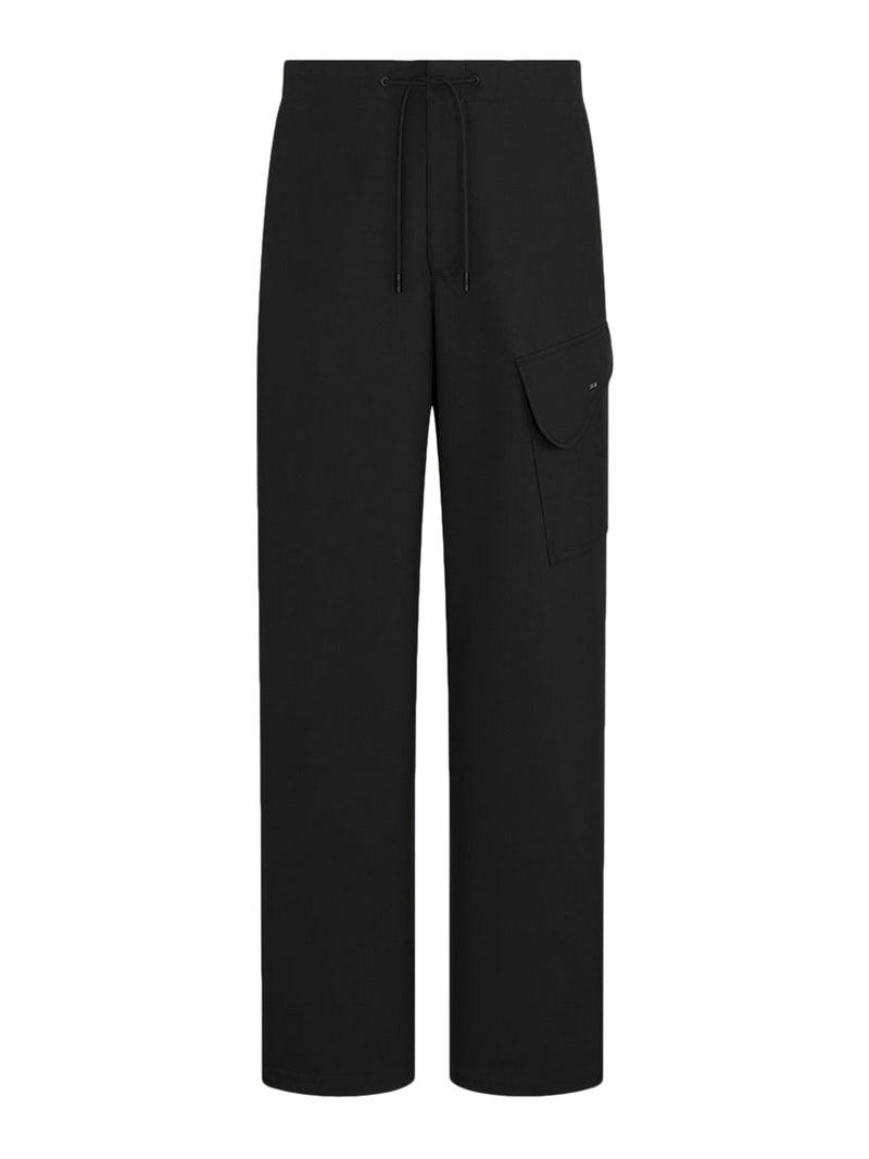 CARGO PANTS WITH SADDLE POCKET IN COTTON BLEND TWILL