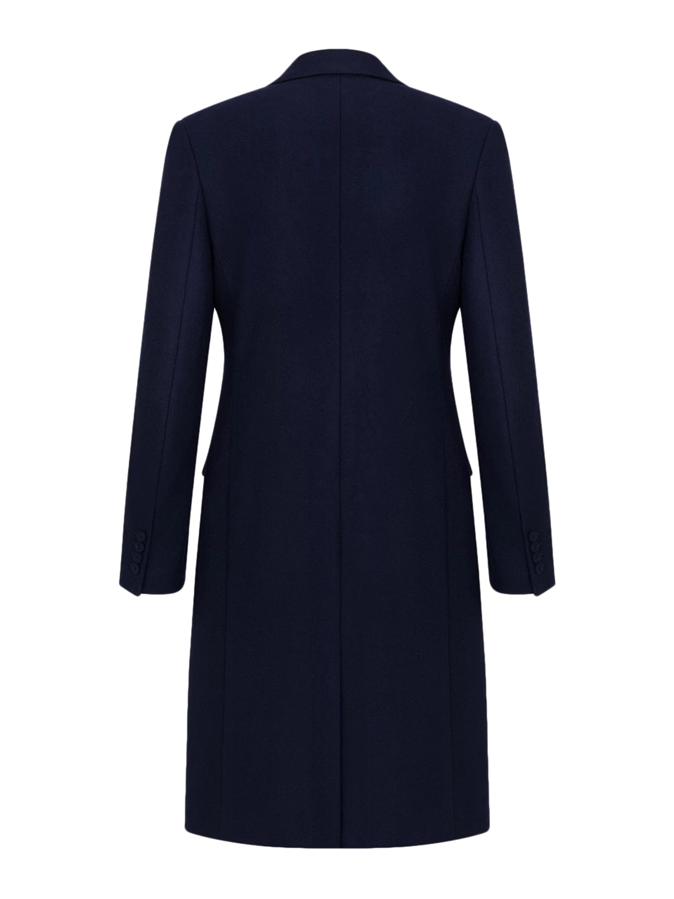 LONG COAT WITH BUTTONED BAND IN VIRGIN WOOL